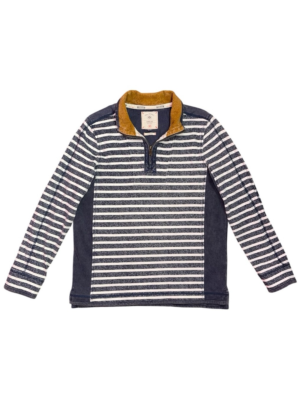 FatFace Airlie Quarter-Zip Sweatshirt Men’s Medium Blue White Breton Issue #088